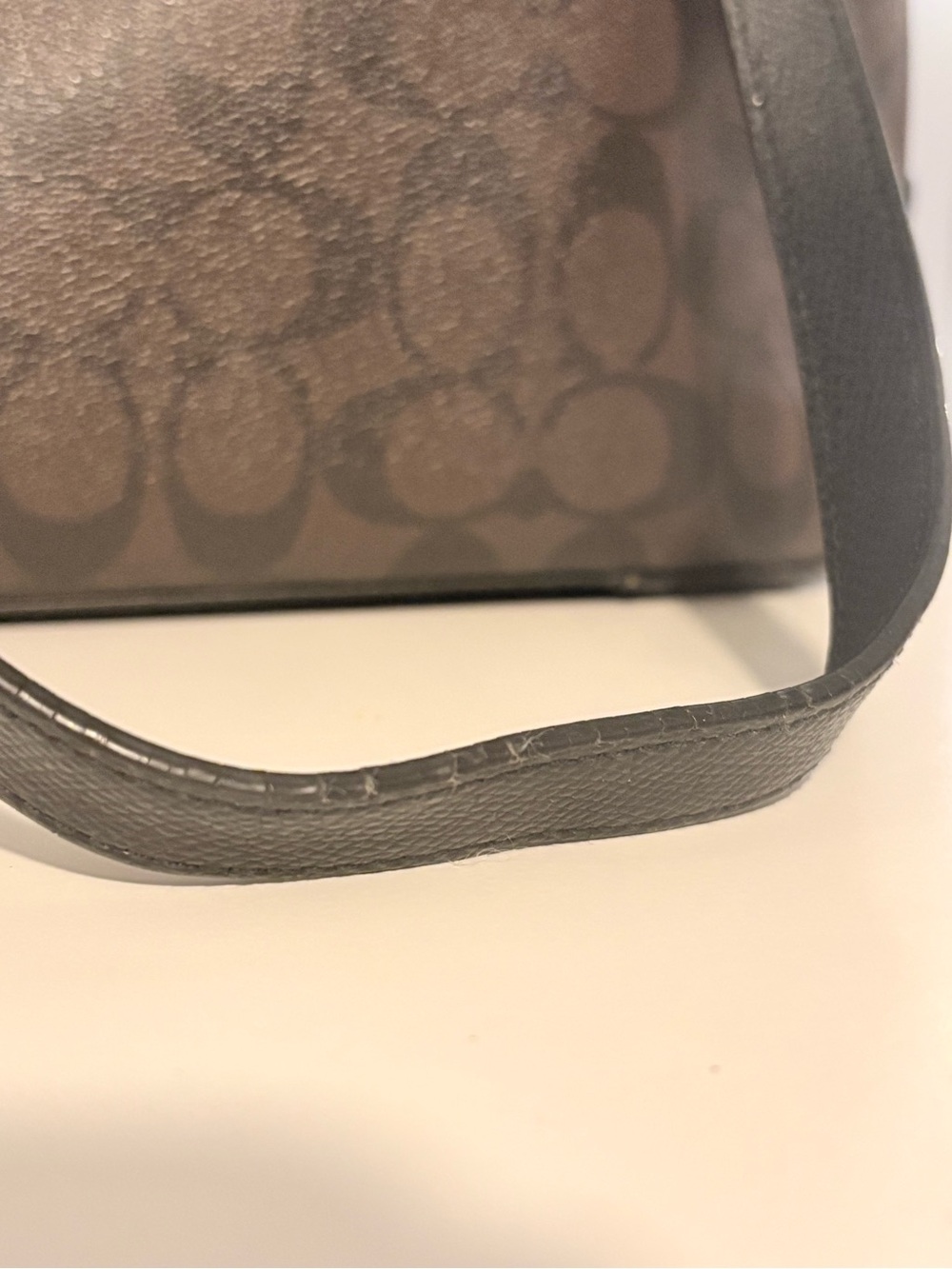 Coach Dark Brown Signature Canvas Tote with Black Trim - Picture 4 of 6
